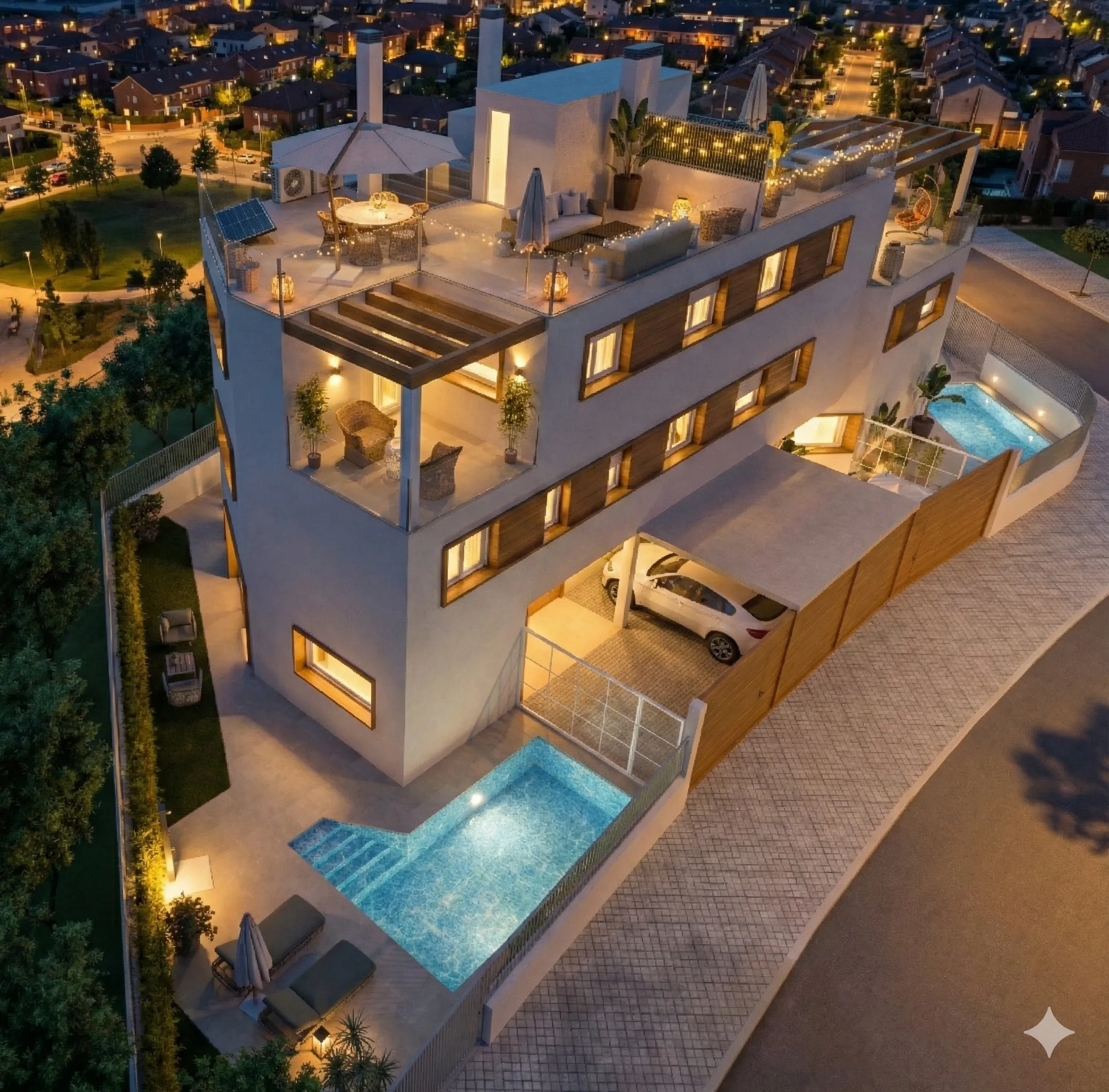 Vista nocturna aérea de ISLA TAGOMAGO