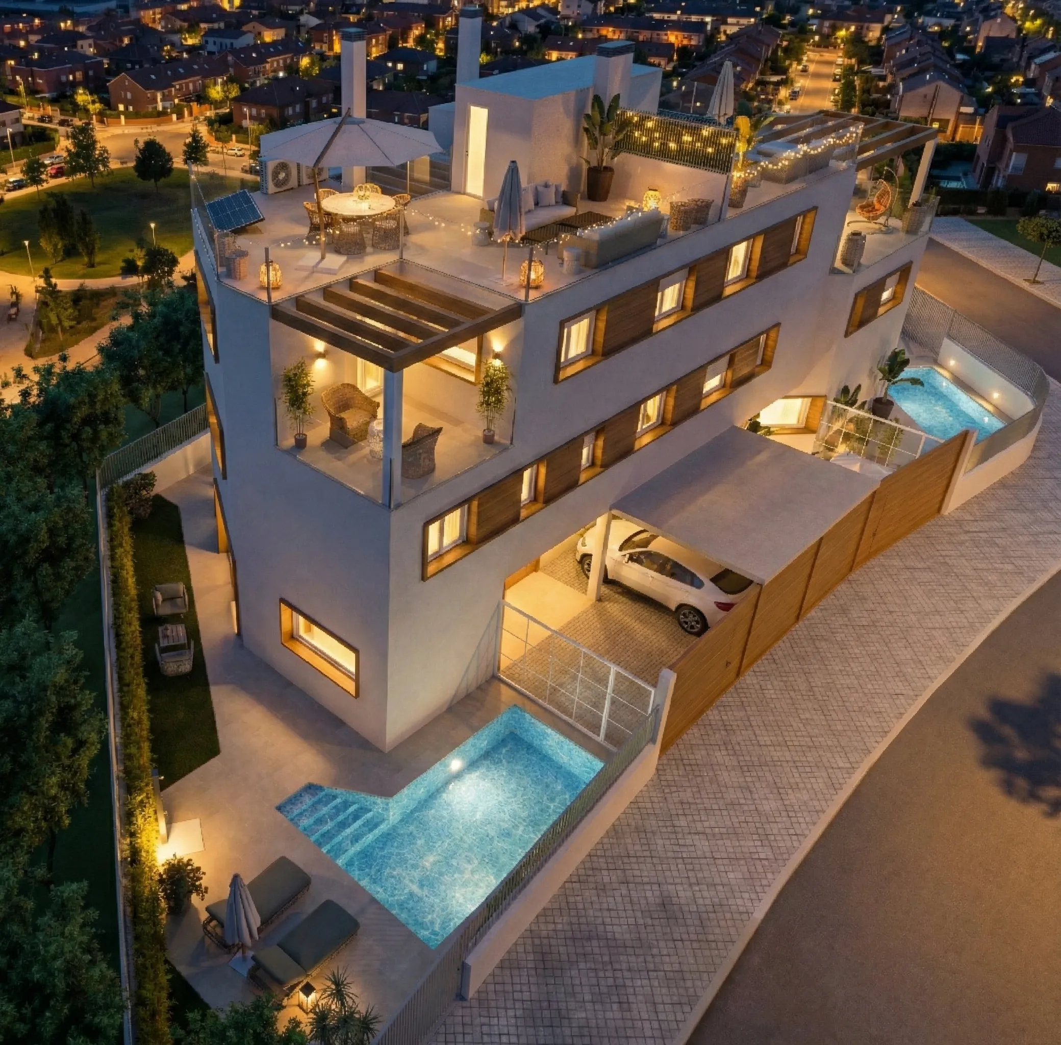 Vista nocturna aérea de ISLA TAGOMAGO