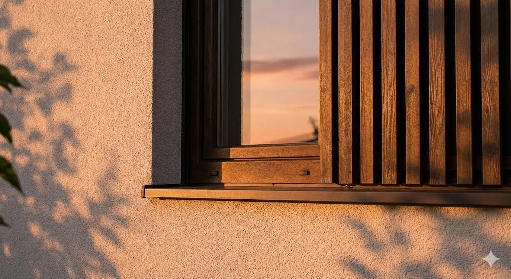 Detalle de ventana con carpintería de aluminio