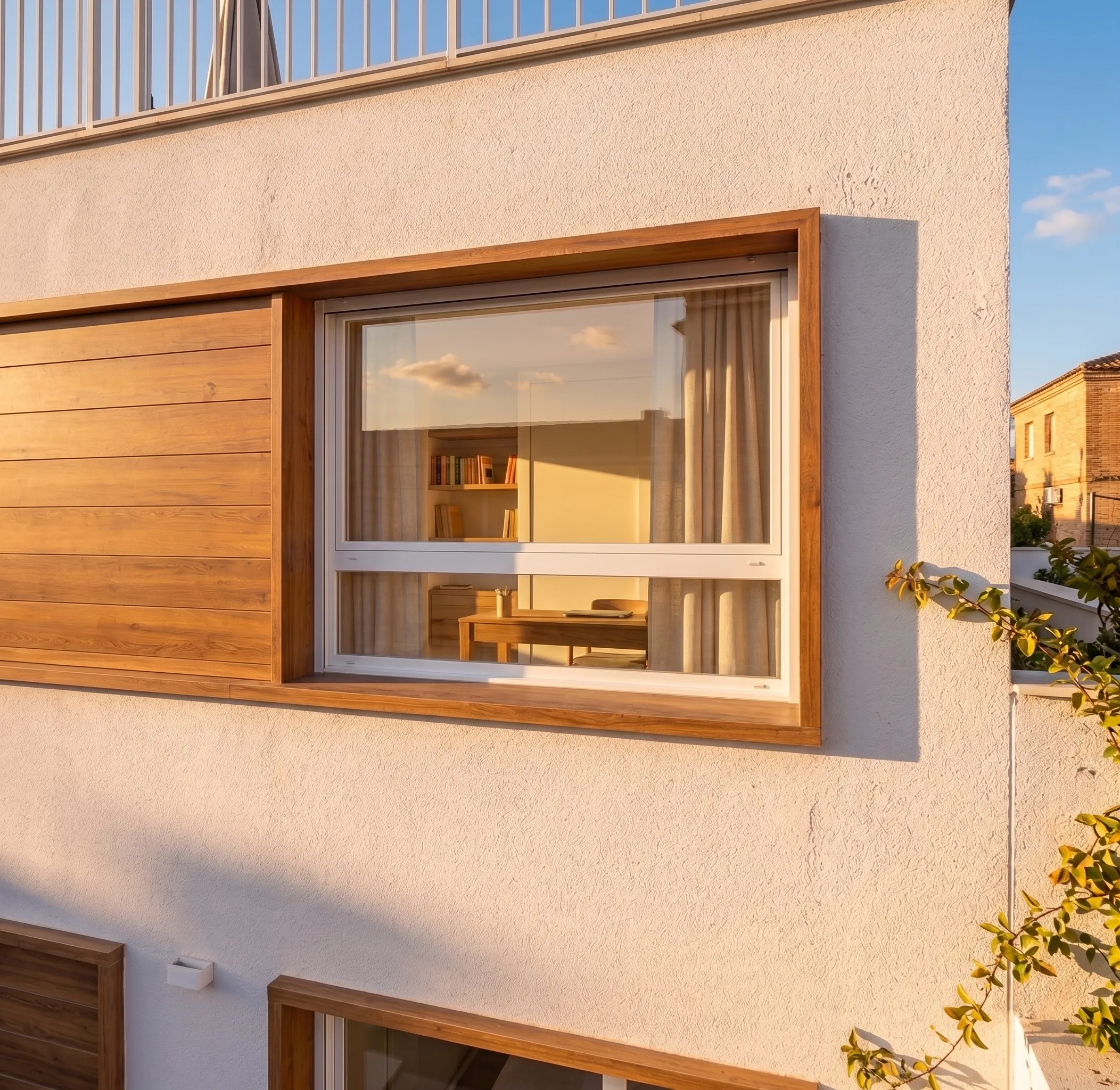 Detalle de ventana con carpintería de aluminio